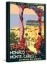 Monaco Monte-Carlo - Au pays du Soleil (Land of the Sun), Vintage Railroad Travel Poster, 1920-Roger Broders-Stretched Canvas