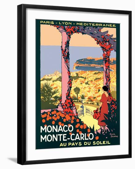 Monaco Monte-Carlo - Au pays du Soleil (Land of the Sun), Vintage Railroad Travel Poster, 1920-Roger Broders-Framed Art Print