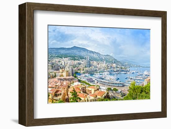 Monaco Montecarlo Principality Aerial View Cityscape. Azure Coast. France-stevanzz-Framed Photographic Print