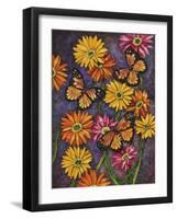 Monarch and Gerba Daisies-Charlsie Kelly-Framed Giclee Print