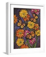 Monarch and Gerba Daisies-Charlsie Kelly-Framed Giclee Print