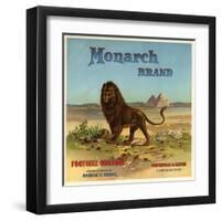 Monarch Brand - Porterville, California - Citrus Crate Label-Lantern Press-Framed Art Print