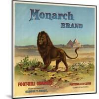 Monarch Brand - Porterville, California - Citrus Crate Label-Lantern Press-Mounted Art Print