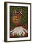 Monarch Butterfly - Paper Mosaic - Green Background-Lantern Press-Framed Art Print