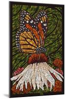 Monarch Butterfly - Paper Mosaic - Green Background-Lantern Press-Mounted Art Print