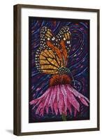 Monarch Butterfly - Paper Mosaic-Lantern Press-Framed Art Print