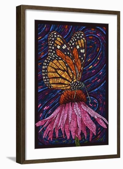 Monarch Butterfly - Paper Mosaic-Lantern Press-Framed Art Print