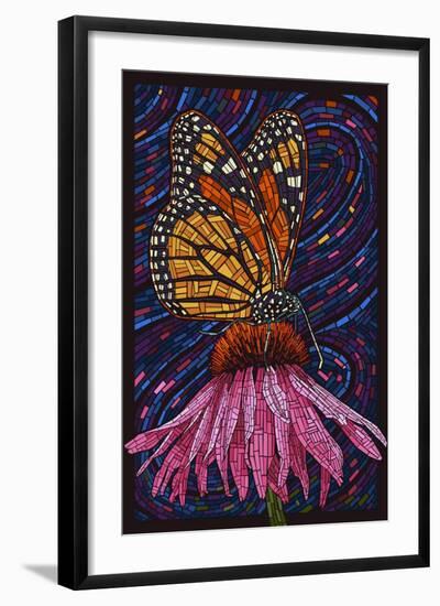 Monarch Butterfly - Paper Mosaic-Lantern Press-Framed Art Print