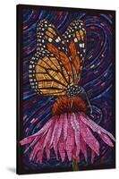 Monarch Butterfly - Paper Mosaic-Lantern Press-Stretched Canvas