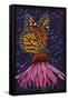 Monarch Butterfly - Paper Mosaic-Lantern Press-Framed Stretched Canvas