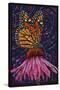 Monarch Butterfly - Paper Mosaic-Lantern Press-Stretched Canvas