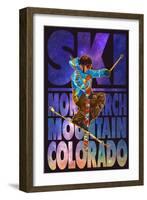 Monarch Mountain, Colorado - Milky Way Skier-Lantern Press-Framed Art Print