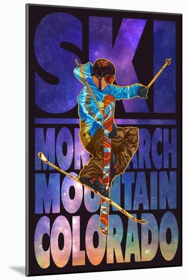 Monarch Mountain, Colorado - Milky Way Skier-Lantern Press-Mounted Art Print