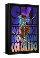 Monarch Mountain, Colorado - Milky Way Skier-Lantern Press-Framed Stretched Canvas