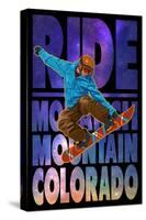 Monarch Mountain, Colorado - Milky Way Snowboarder-Lantern Press-Stretched Canvas