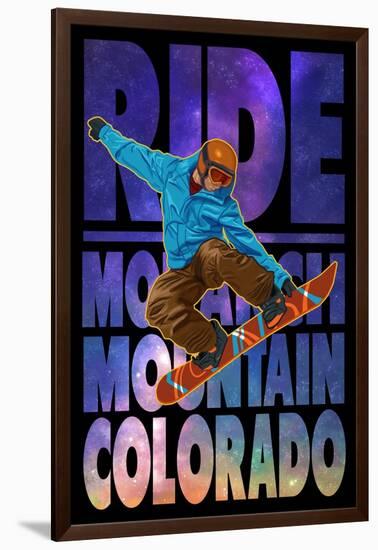 Monarch Mountain, Colorado - Milky Way Snowboarder-Lantern Press-Framed Art Print