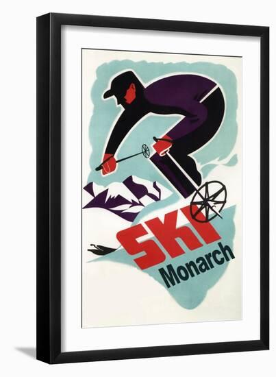 Monarch Mountain, Colorado - Vintage Skier-Lantern Press-Framed Art Print