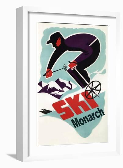 Monarch Mountain, Colorado - Vintage Skier-Lantern Press-Framed Art Print