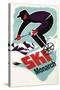 Monarch Mountain, Colorado - Vintage Skier-Lantern Press-Stretched Canvas