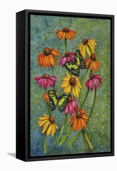 Monarchs and Sunflowers-Charlsie Kelly-Framed Stretched Canvas