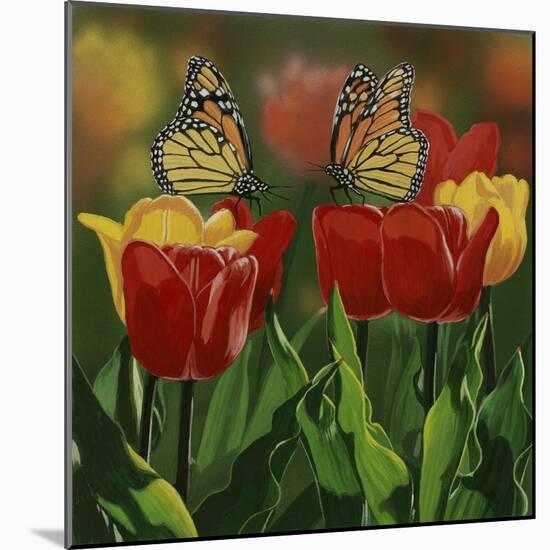 Monarchs and Tulips-William Vanderdasson-Mounted Giclee Print