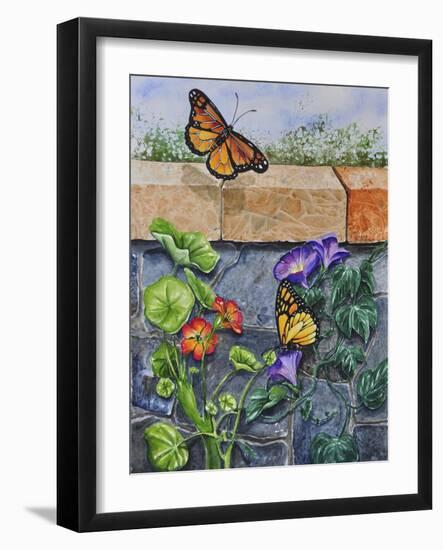 Monarchs, Nasturtiums and Morning Glories-Charlsie Kelly-Framed Giclee Print