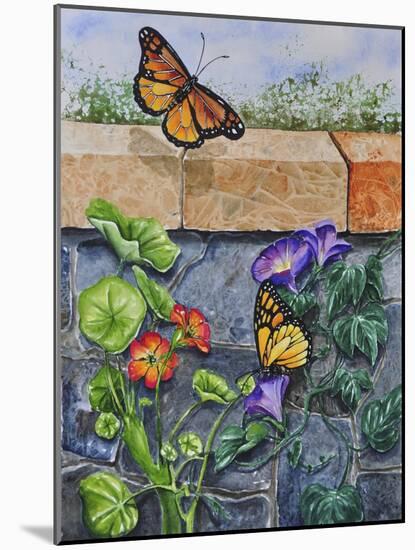 Monarchs, Nasturtiums and Morning Glories-Charlsie Kelly-Mounted Giclee Print
