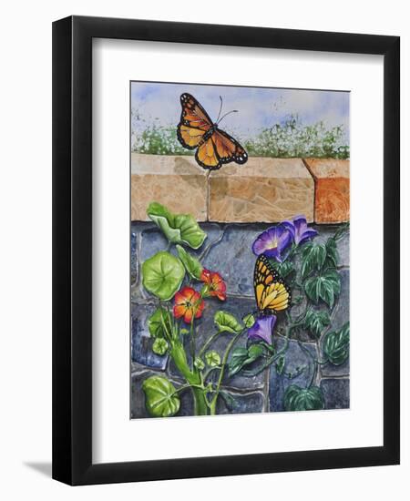 Monarchs, Nasturtiums and Morning Glories-Charlsie Kelly-Framed Premium Giclee Print