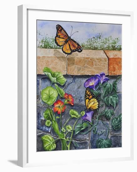 Monarchs, Nasturtiums and Morning Glories-Charlsie Kelly-Framed Giclee Print
