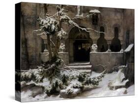 Monastery Garden in Snow-Carl Friedrich Lessing-Stretched Canvas