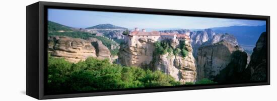 Monastery on the Top of a Cliff, Roussanou Monastery, Meteora, Thessaly, Greece-null-Framed Stretched Canvas