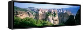 Monastery on the Top of a Cliff, Roussanou Monastery, Meteora, Thessaly, Greece-null-Framed Stretched Canvas