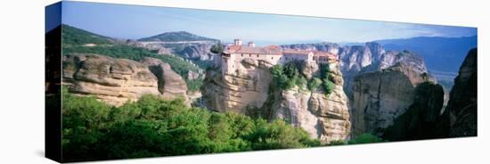 Monastery on the Top of a Cliff, Roussanou Monastery, Meteora, Thessaly, Greece-null-Stretched Canvas