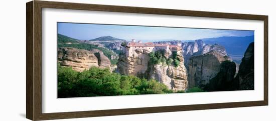 Monastery on the Top of a Cliff, Roussanou Monastery, Meteora, Thessaly, Greece-null-Framed Photographic Print