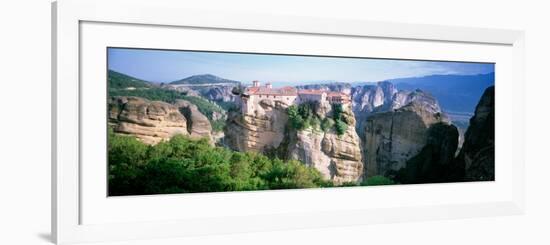 Monastery on the Top of a Cliff, Roussanou Monastery, Meteora, Thessaly, Greece-null-Framed Photographic Print