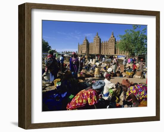 Monday Market Outside the Grand Mosque, UNESCO World Heritage Site, Djenne, Mali, West Africa-Morandi Bruno-Framed Photographic Print