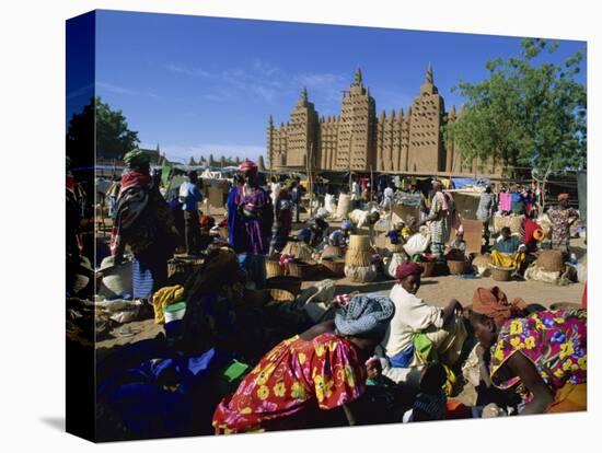 Monday Market Outside the Grand Mosque, UNESCO World Heritage Site, Djenne, Mali, West Africa-Morandi Bruno-Stretched Canvas