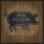 Blackboard Pig Restaurant Menu Card-Mondih-Framed Stretched Canvas