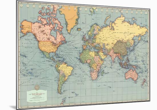 Mondo Moderno (Modern World)- World Map-null-Mounted Poster