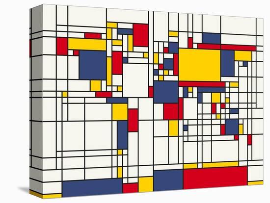 Mondrian Abstract World Map-Michael Tompsett-Stretched Canvas