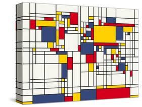 Mondrian Abstract World Map-Michael Tompsett-Stretched Canvas