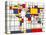 Mondrian Abstract World Map-Michael Tompsett-Stretched Canvas