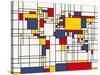 Mondrian Abstract World Map-Michael Tompsett-Stretched Canvas