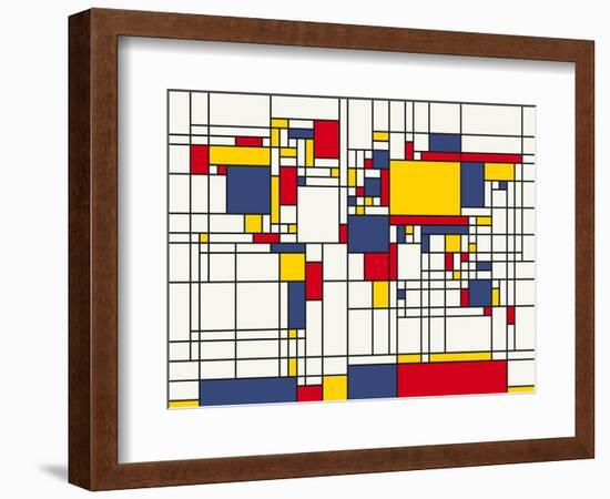 Mondrian Abstract World Map-Michael Tompsett-Framed Art Print