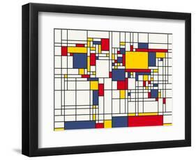 Mondrian Abstract World Map-Michael Tompsett-Framed Art Print