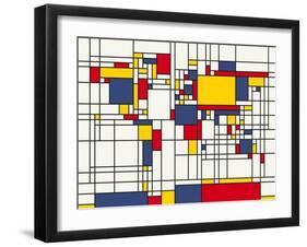 Mondrian Abstract World Map-Michael Tompsett-Framed Art Print