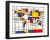 Mondrian Abstract World Map-Michael Tompsett-Framed Art Print