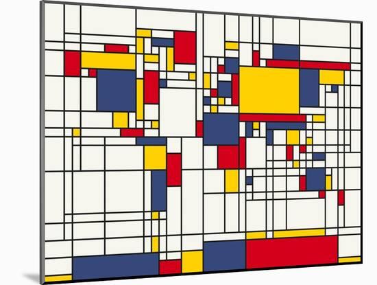 Mondrian Abstract World Map-Michael Tompsett-Mounted Art Print