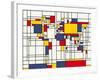 Mondrian Abstract World Map-Michael Tompsett-Framed Art Print