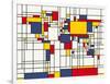 Mondrian Abstract World Map-Michael Tompsett-Framed Art Print